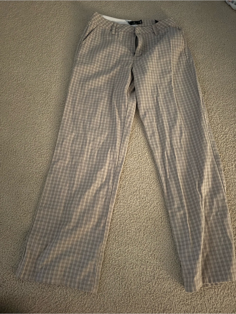 Women's Plaid Straight-Leg Pants - Beige